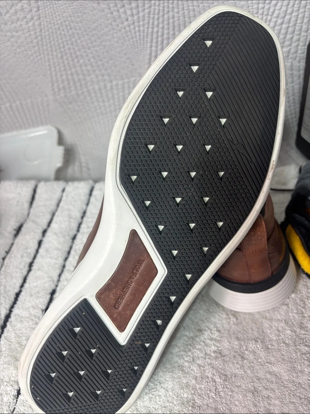Men's Brown Leather Derby Oxfords with White Sole